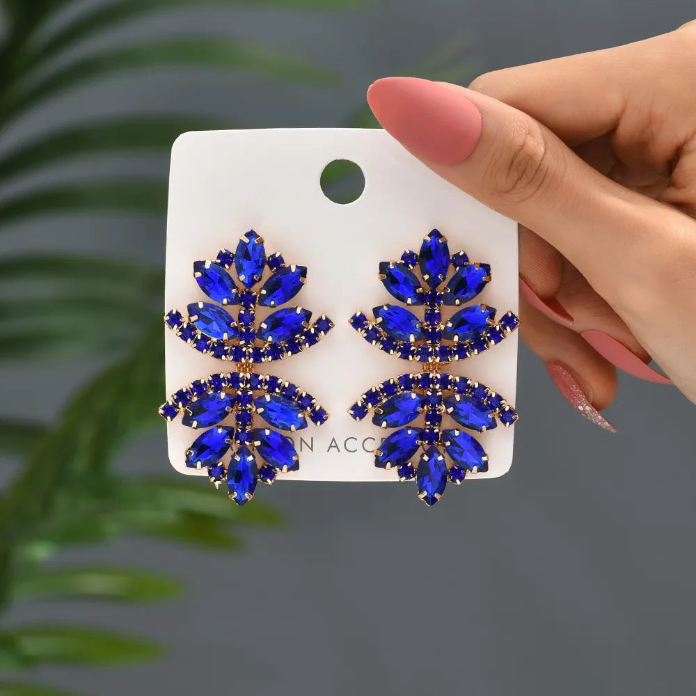 Glam French Style Beach Maple Leaf Copper Alloy Inlay Artificial Gemstones Women'S Drop Earrings