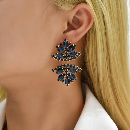 Glam French Style Beach Maple Leaf Copper Alloy Inlay Artificial Gemstones Women'S Drop Earrings