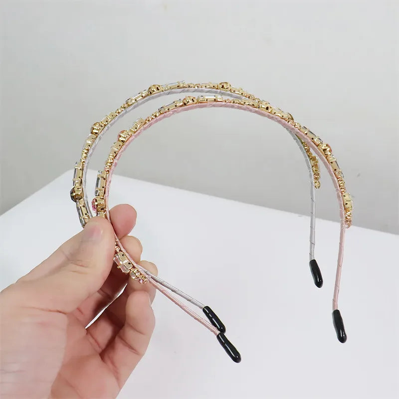 Glam Geometric Alloy Inlay Artificial Crystal Hair Band