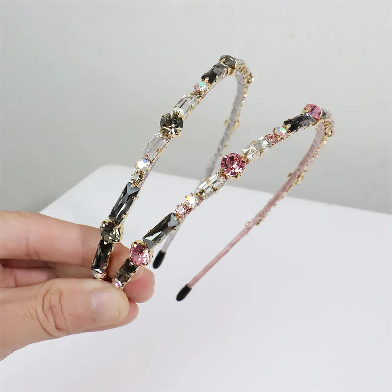 Glam Geometric Alloy Inlay Artificial Crystal Hair Band