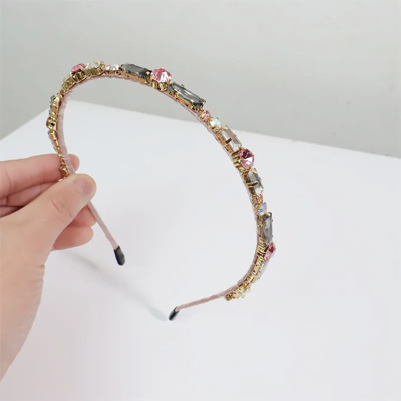 Glam Geometric Alloy Inlay Artificial Crystal Hair Band