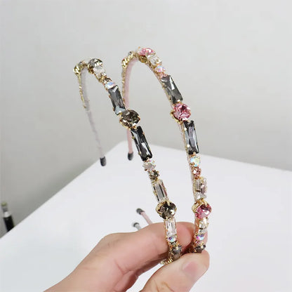 Glam Geometric Alloy Inlay Artificial Crystal Hair Band