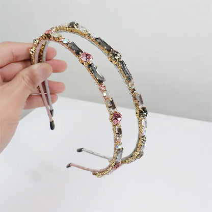 Glam Geometric Alloy Inlay Artificial Crystal Hair Band