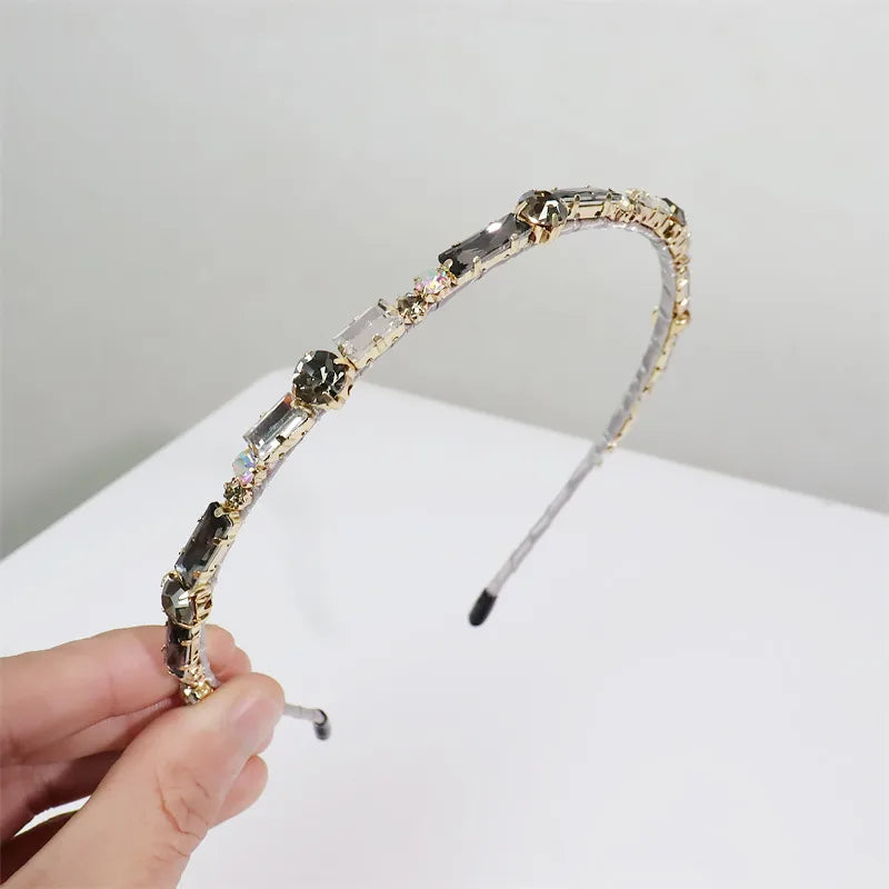 Glam Geometric Alloy Inlay Artificial Crystal Hair Band