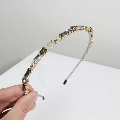 Glam Geometric Alloy Inlay Artificial Crystal Hair Band