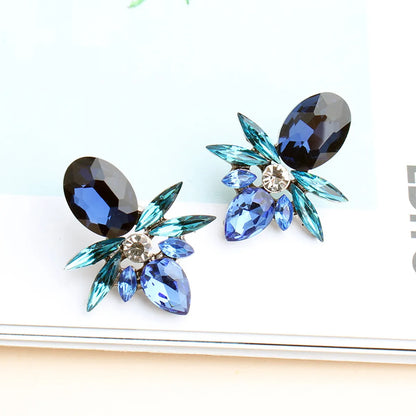 Glam Geometric Plating Alloy Glass Ear Studs