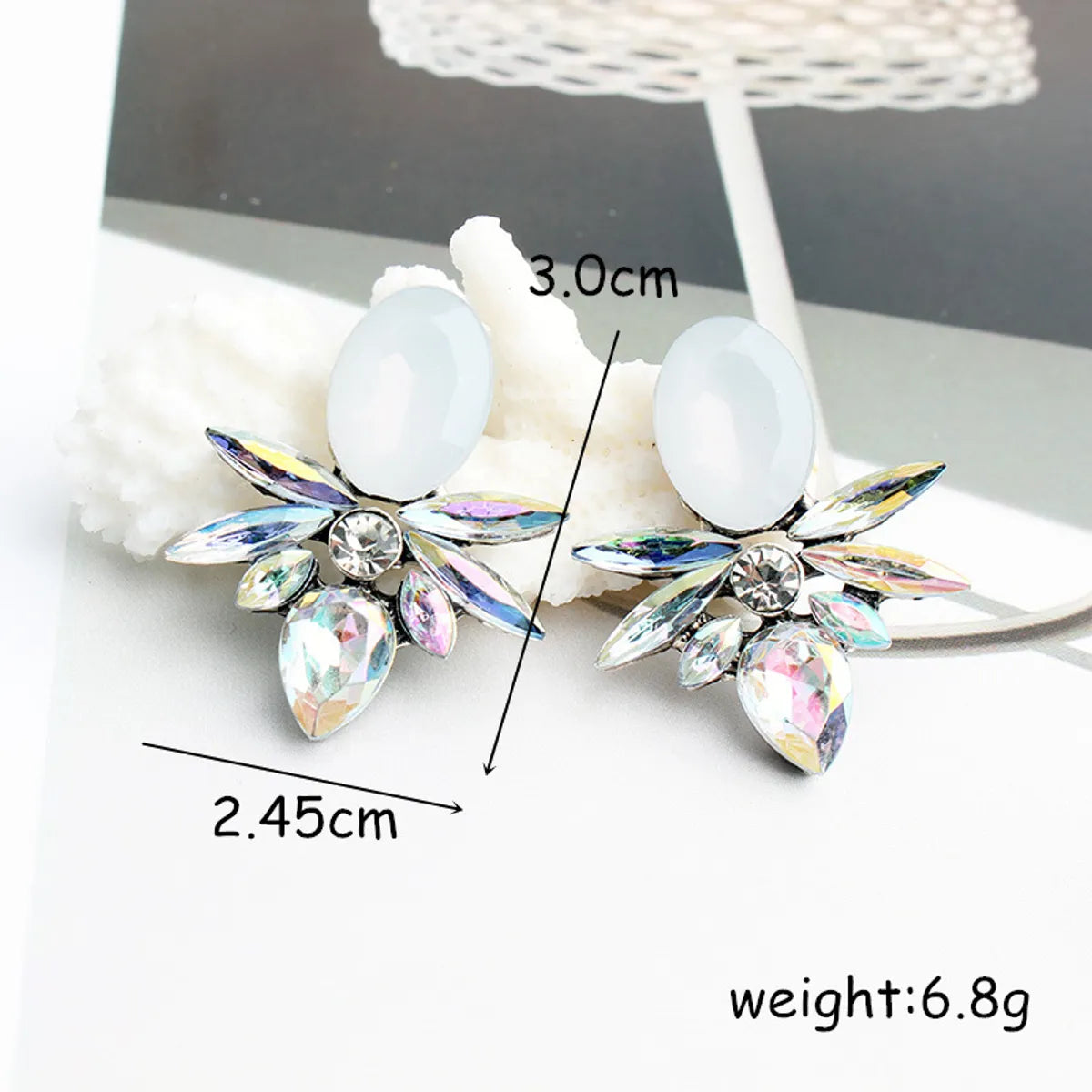 Glam Geometric Plating Alloy Glass Ear Studs