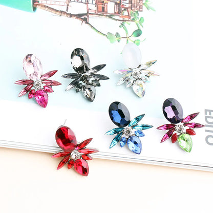 Glam Geometric Plating Alloy Glass Ear Studs