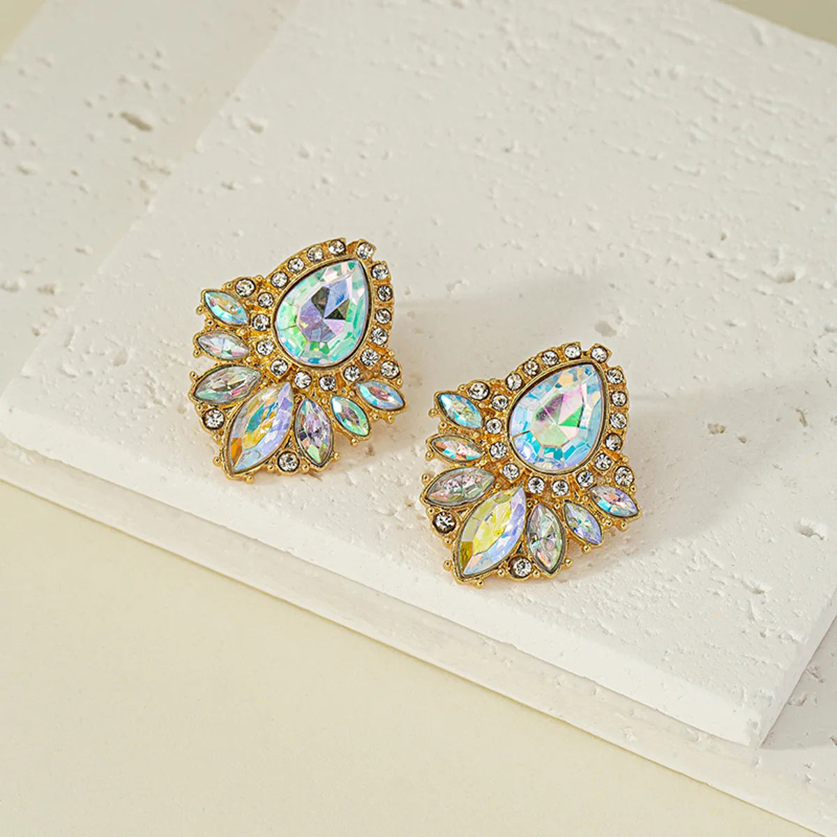 Glam Geometric Alloy Plating Inlay Artificial Gemstones Zircon Women's Drop Earrings