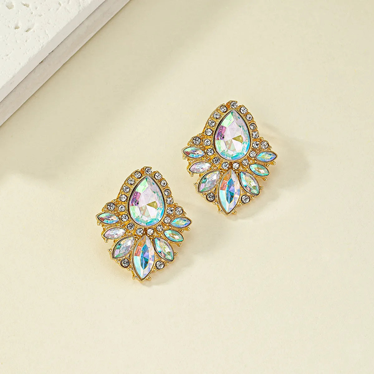 Glam Geometric Alloy Plating Inlay Artificial Gemstones Zircon Women's Drop Earrings