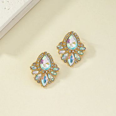 Glam Geometric Alloy Plating Inlay Artificial Gemstones Zircon Women's Drop Earrings