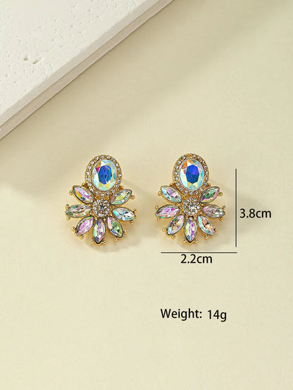 Glam Geometric Alloy Plating Inlay Artificial Gemstones Zircon Women's Drop Earrings