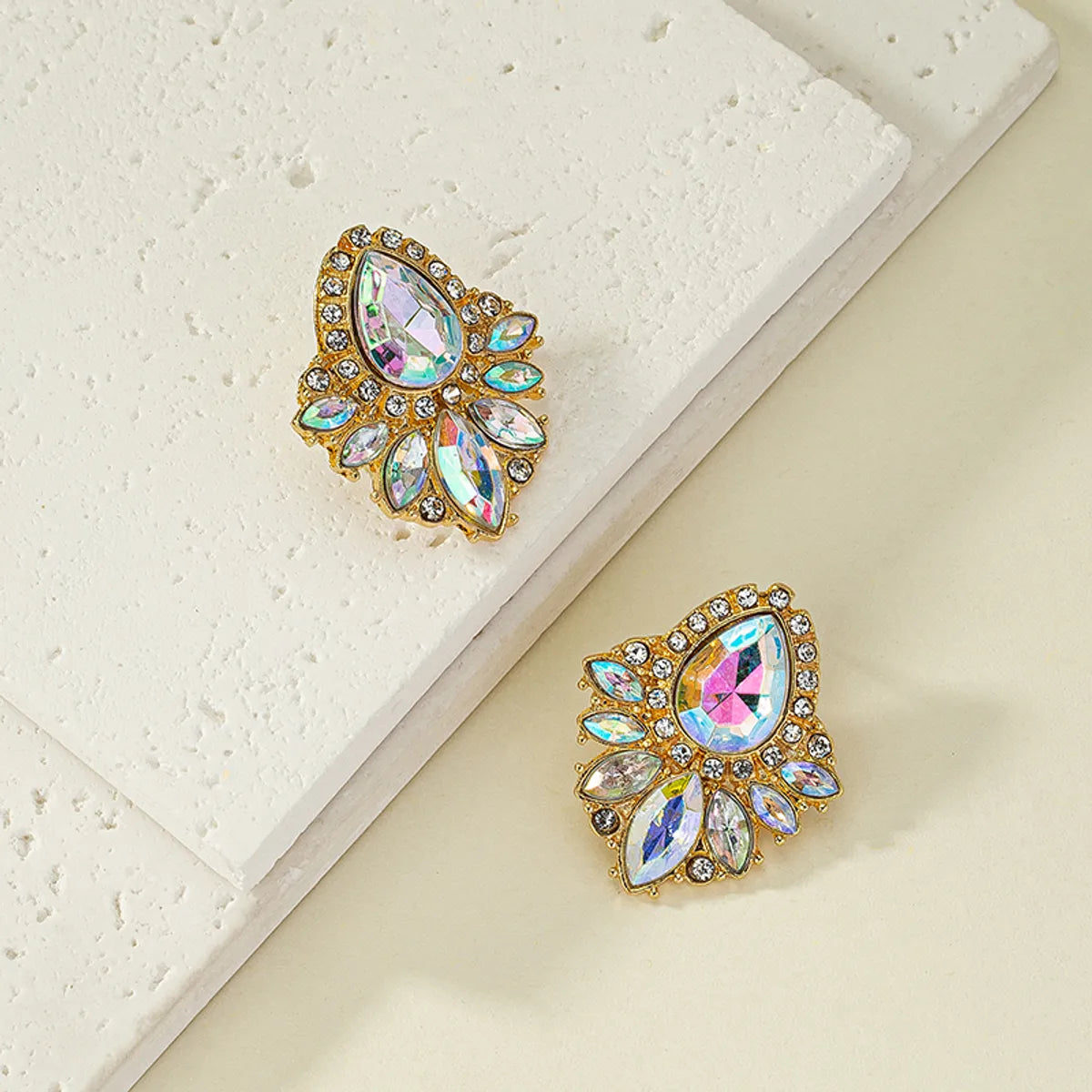 Glam Geometric Alloy Plating Inlay Artificial Gemstones Zircon Women's Drop Earrings