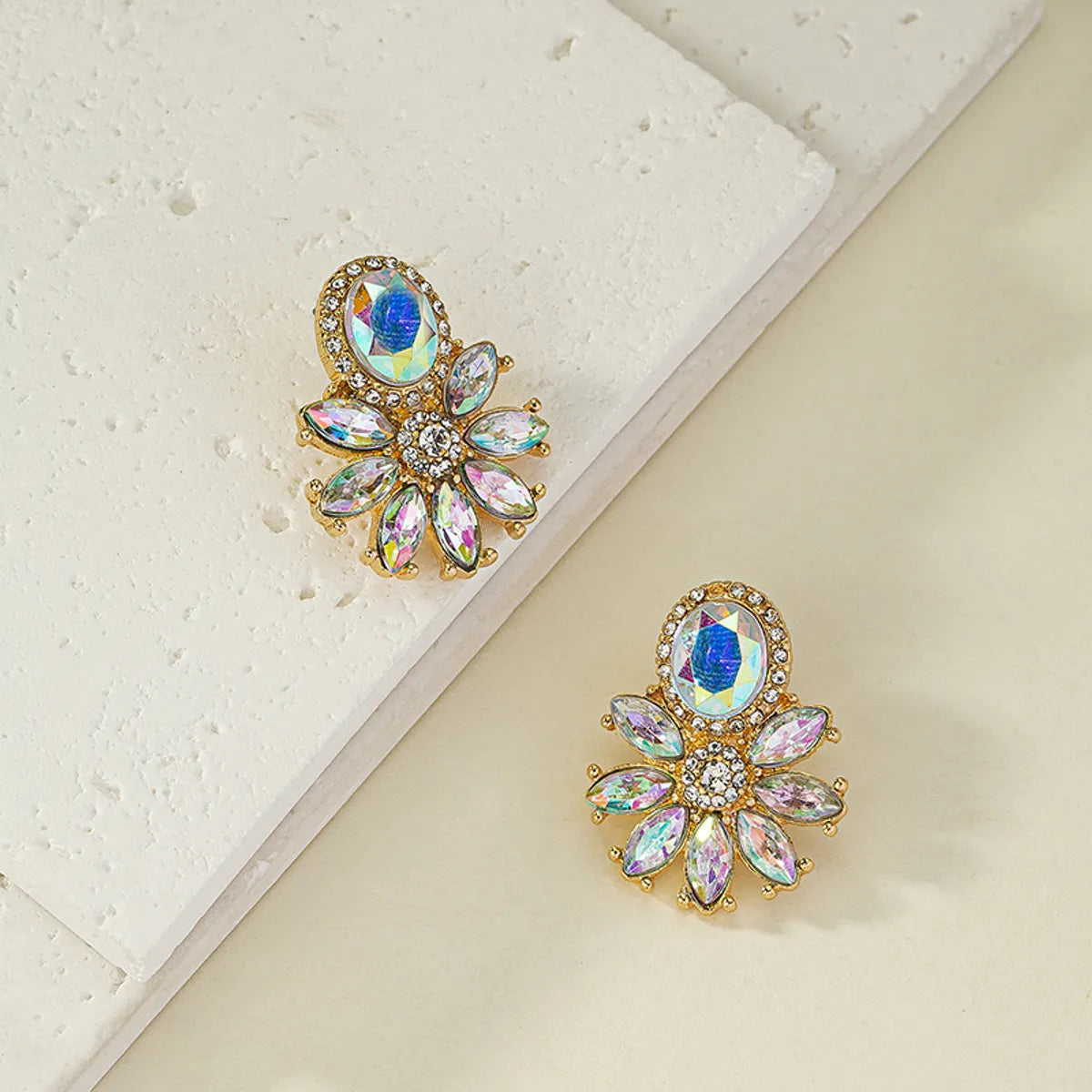 Glam Geometric Alloy Plating Inlay Artificial Gemstones Zircon Women's Drop Earrings