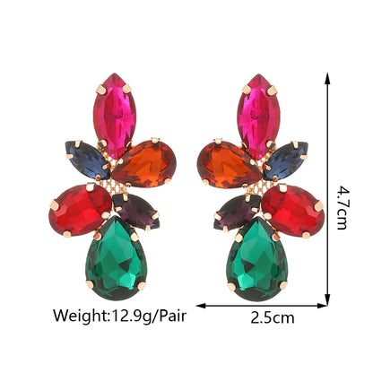 1 Pair Glam Geometric Inlay Copper Alloy Glass Drop Earrings