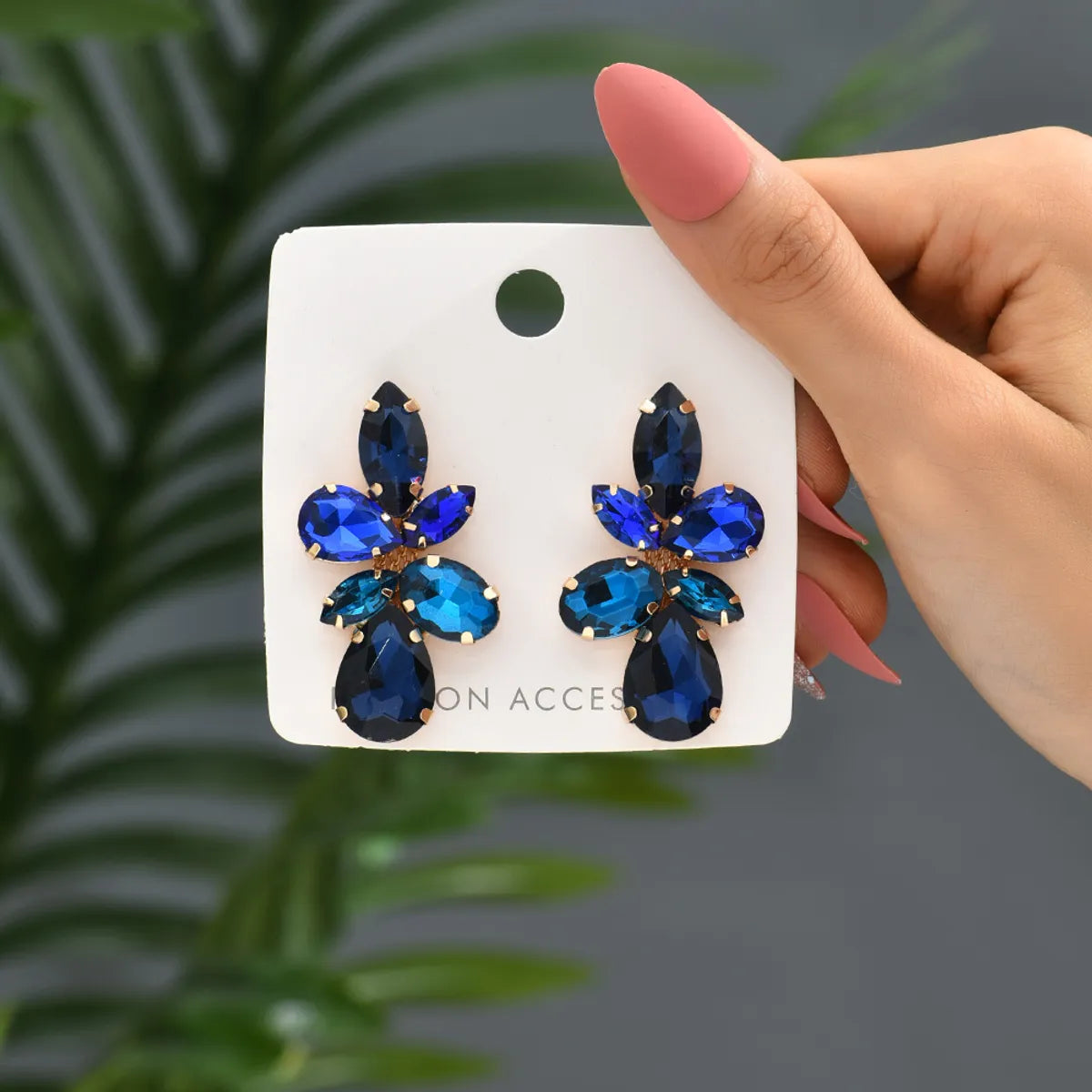 1 Pair Glam Geometric Inlay Copper Alloy Glass Drop Earrings