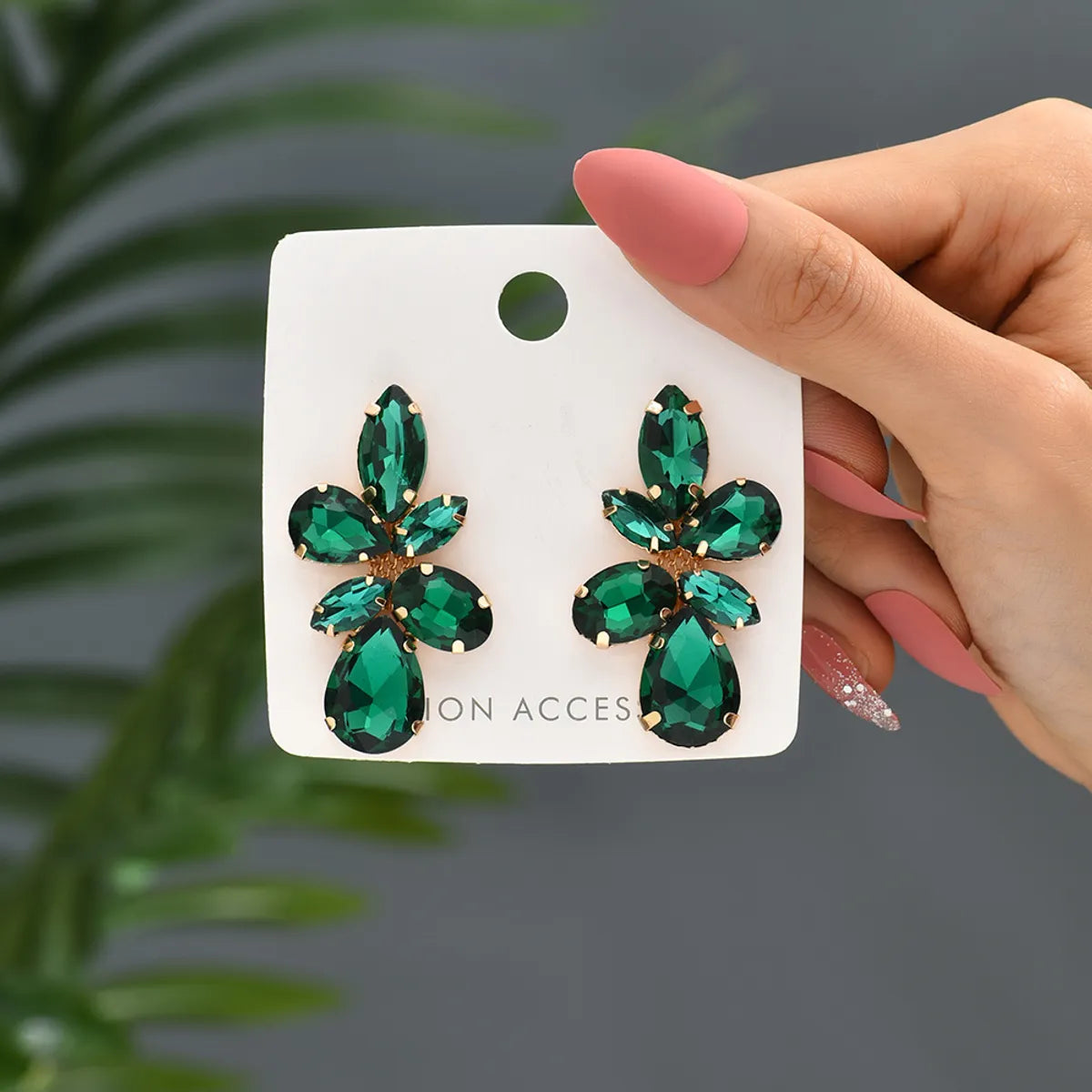 1 Pair Glam Geometric Inlay Copper Alloy Glass Drop Earrings