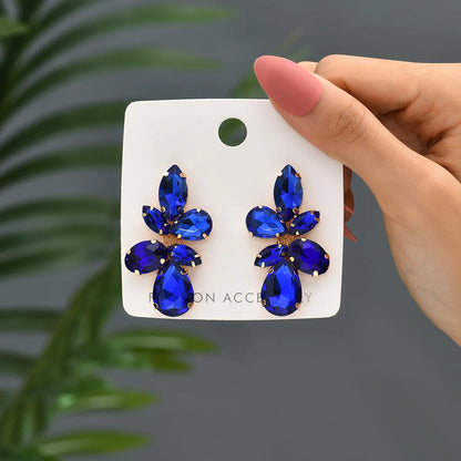 1 Pair Glam Geometric Inlay Copper Alloy Glass Drop Earrings