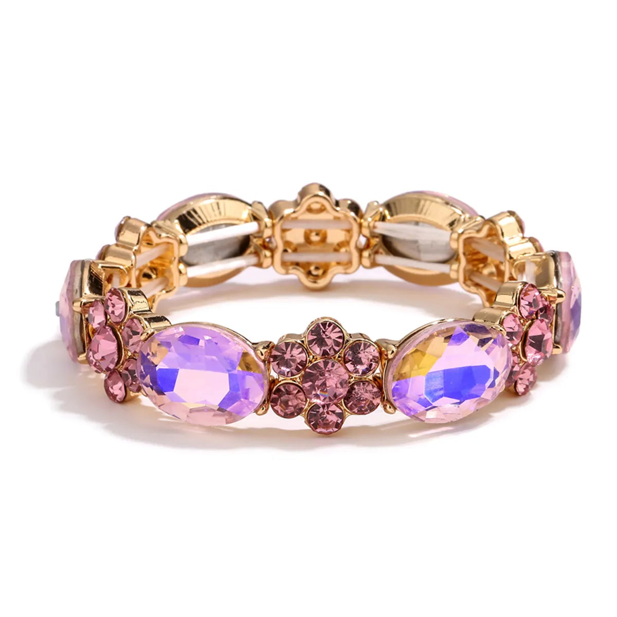 Glam Geometric Gold Plated Rhinestones Alloy Wholesale Bangle