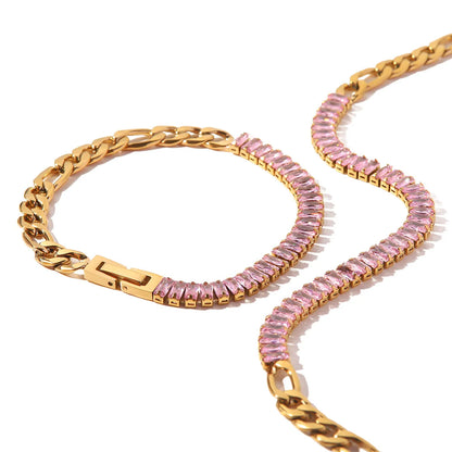 Glam Geometric Stainless Steel Titanium Steel Gold Plated Zircon Gold Plated Necklace