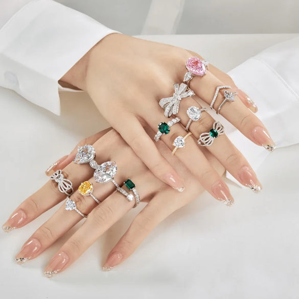 Glam Geometric Sterling Silver Inlay Zircon Open Ring