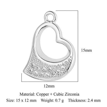 Glam Heart Shape Crown Copper Plating Inlay Zircon 18k Gold Plated Charms Jewelry Accessories