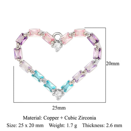 Glam Heart Shape Crown Copper Plating Inlay Zircon 18k Gold Plated Charms Jewelry Accessories