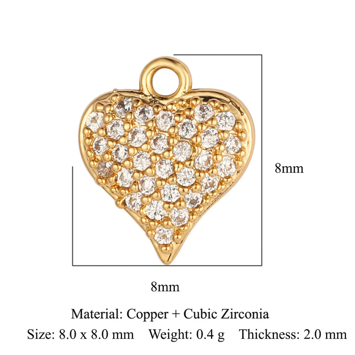 Glam Heart Shape Crown Copper Plating Inlay Zircon 18k Gold Plated Charms Jewelry Accessories