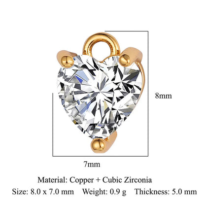 Glam Heart Shape Crown Copper Plating Inlay Zircon 18k Gold Plated Charms Jewelry Accessories