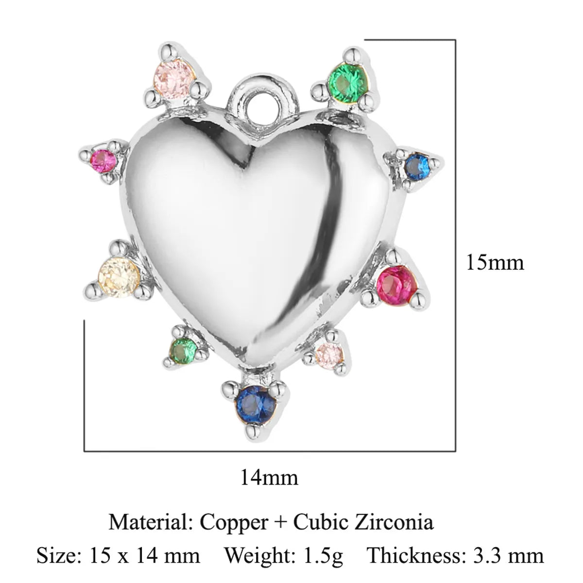 Glam Heart Shape Crown Copper Plating Inlay Zircon 18k Gold Plated Charms Jewelry Accessories