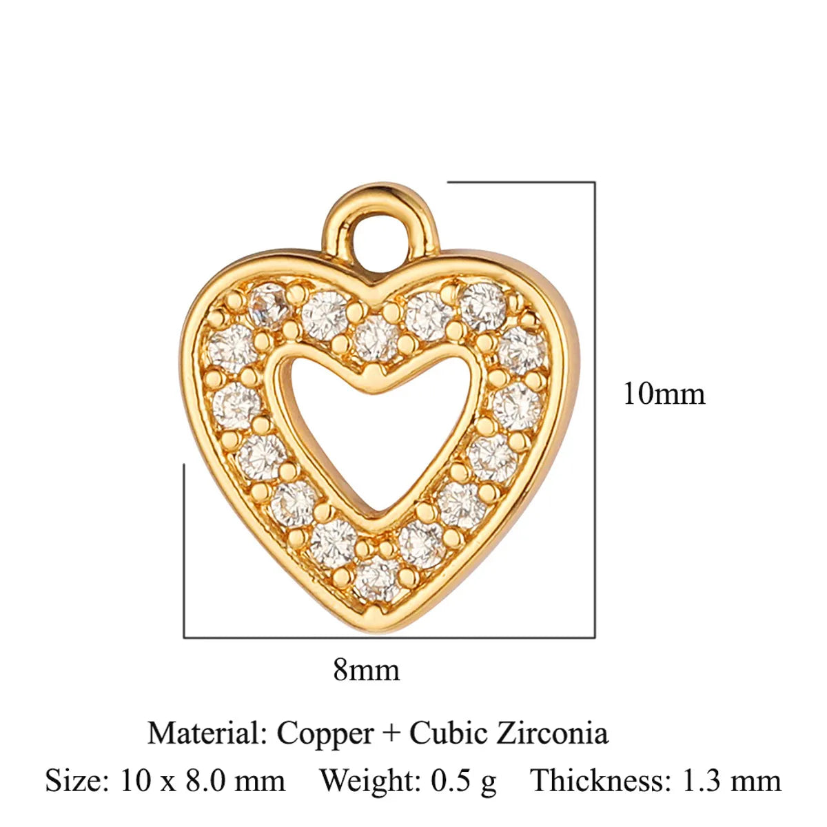 Glam Heart Shape Crown Copper Plating Inlay Zircon 18k Gold Plated Charms Jewelry Accessories