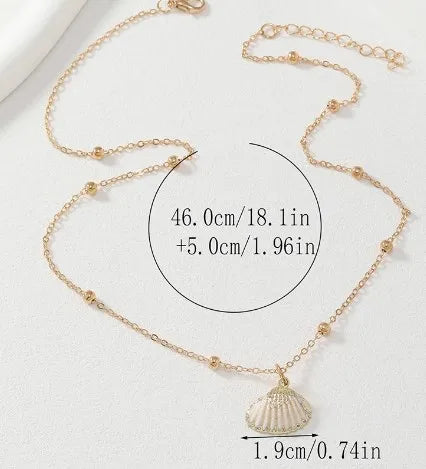 Glam Lady Beach Shell Alloy Gold Plated Women'S Pendant Necklace