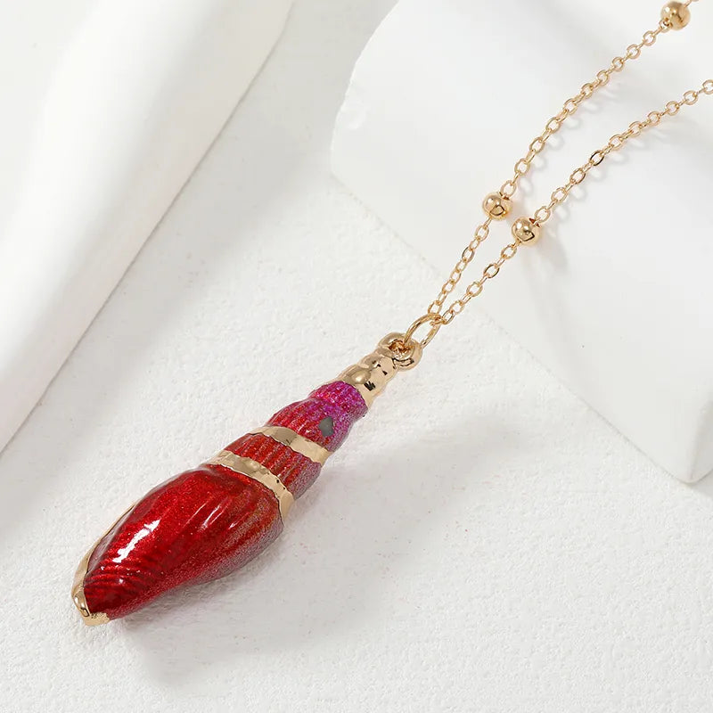 Glam Lady Beach Shell Alloy Gold Plated Women'S Pendant Necklace