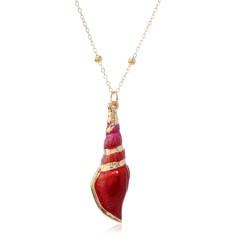 Glam Lady Beach Shell Alloy Gold Plated Women'S Pendant Necklace