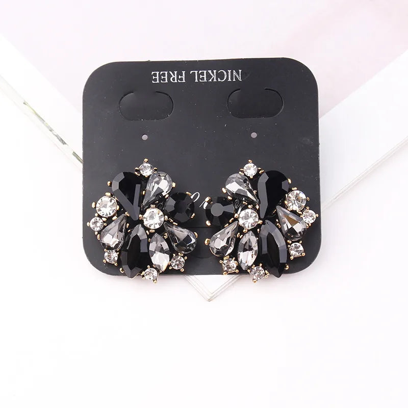 Glam Lady Flower Alloy Plating Inlay Artificial Crystal Women'S Ear Studs