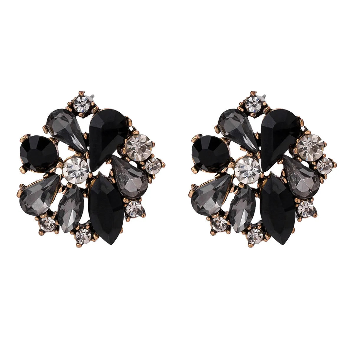 Glam Lady Flower Alloy Plating Inlay Artificial Crystal Women'S Ear Studs