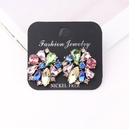 Glam Lady Flower Alloy Plating Inlay Artificial Crystal Women'S Ear Studs