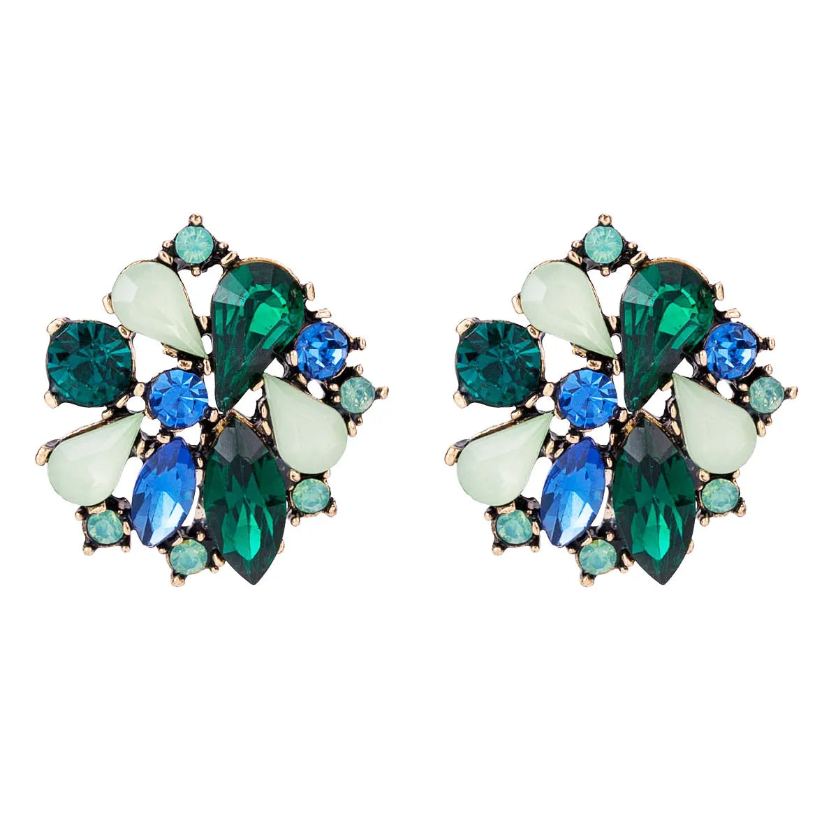 Glam Lady Flower Alloy Plating Inlay Artificial Crystal Women'S Ear Studs