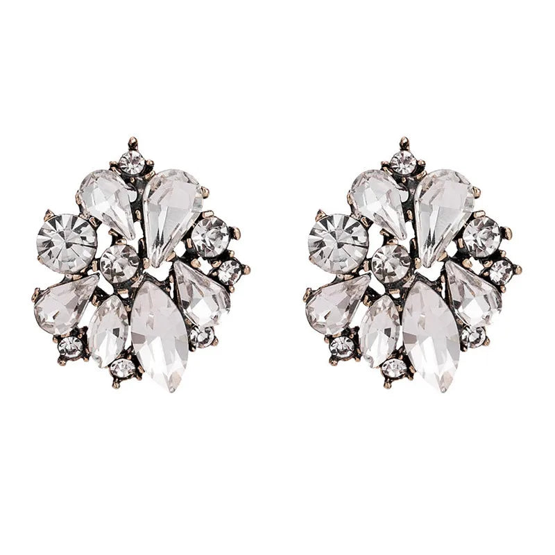 Glam Lady Flower Alloy Plating Inlay Artificial Crystal Women'S Ear Studs