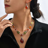 Glam Lady Heart Shape Alloy Inlay Resin Women'S Earrings Necklace