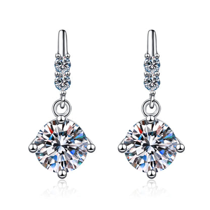 Glam Luxurious Flower Sterling Silver Moissanite Zircon Drop Earrings In Bulk