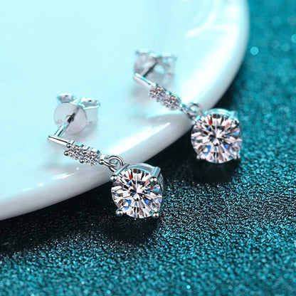 Glam Luxurious Flower Sterling Silver Moissanite Zircon Drop Earrings In Bulk