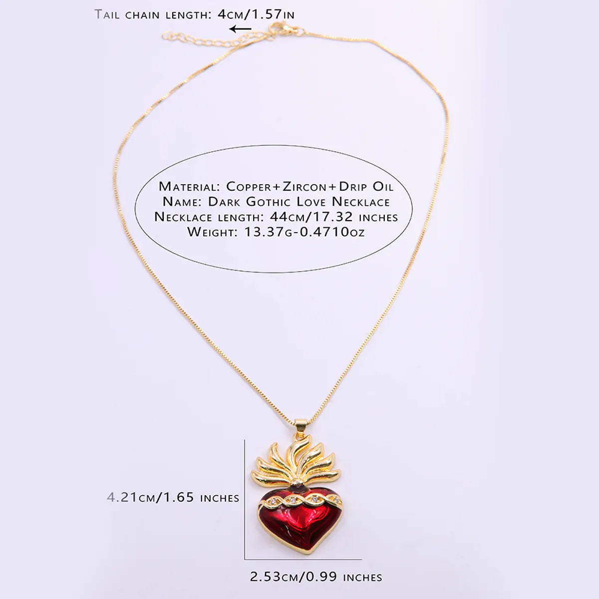 Glam Luxurious Heart Shape Copper Plating Inlay Zircon 18k Gold Plated Pendant Necklace