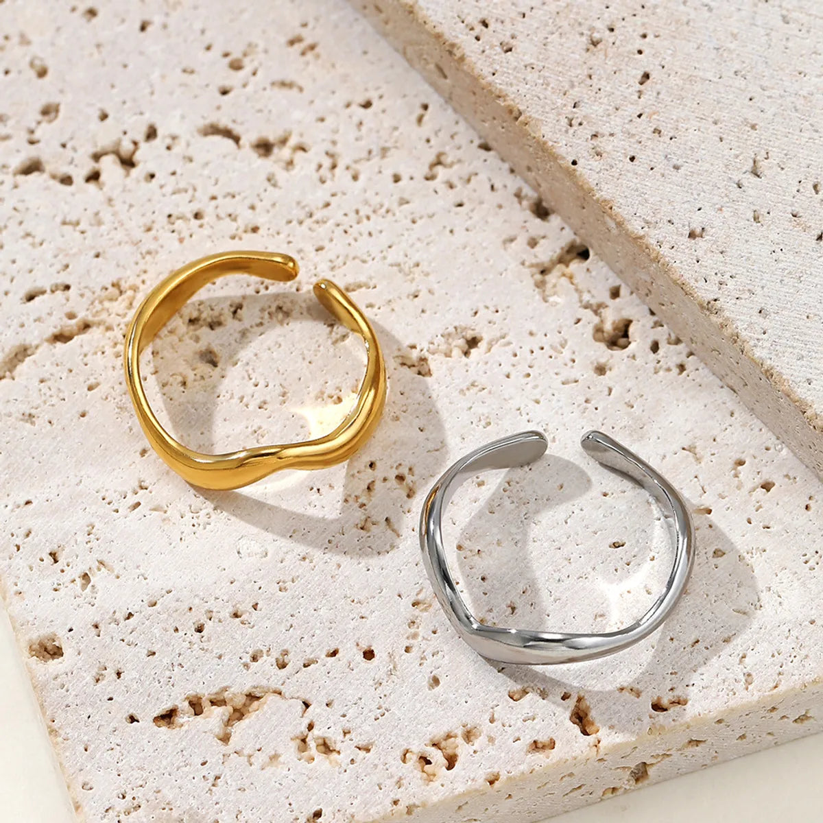 Glam Luxurious Irregular Geometric Stainless Steel Plating Gold Plated Silver Plated Open Rings