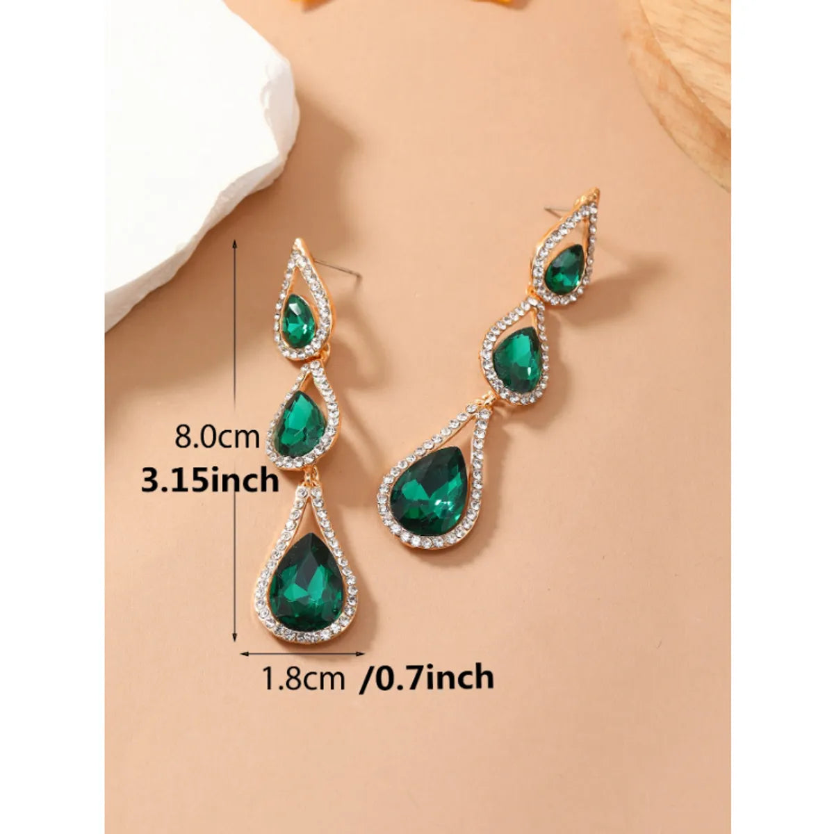 Glam Luxurious Lady Water Droplets Alloy Inlay Rhinestones Women's Drop Earrings