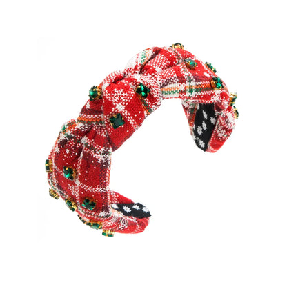 Women'S Glam Luxurious Plaid Snowflake Cloth Rhinestone Hair Band