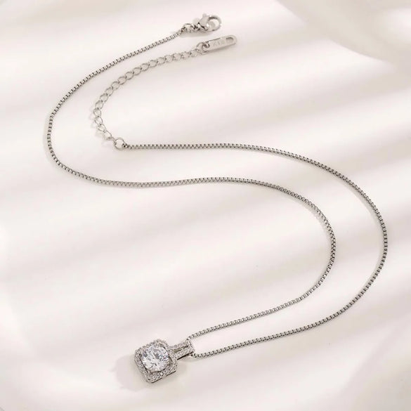 Glam Luxurious Round Heart Shape Titanium Steel Plating Inlay Zircon Pendant Necklace