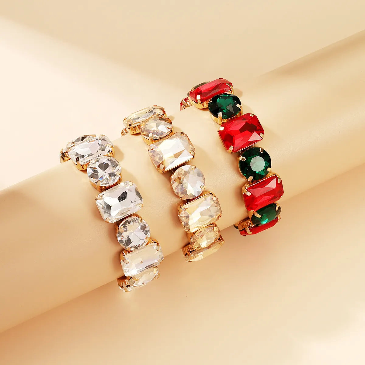 Glam Luxurious Round Square Heart Shape Artificial Crystal Alloy Wholesale Bracelets