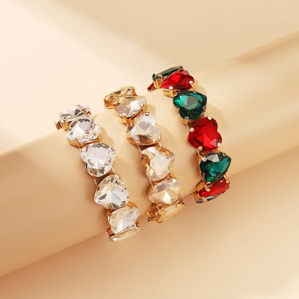 Glam Luxurious Round Square Heart Shape Artificial Crystal Alloy Wholesale Bracelets