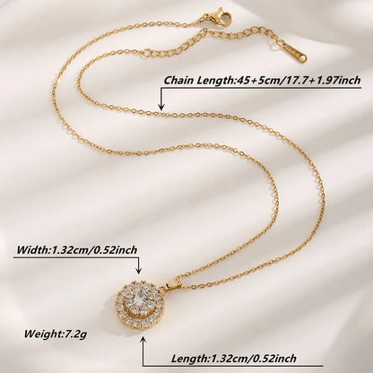 Copper 18K Gold Plated Glam Luxurious Simple Style Plating Inlay Flower Zircon Pendant Necklace